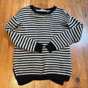 Rebecca Minkoff black and white stripe split back sweater size small